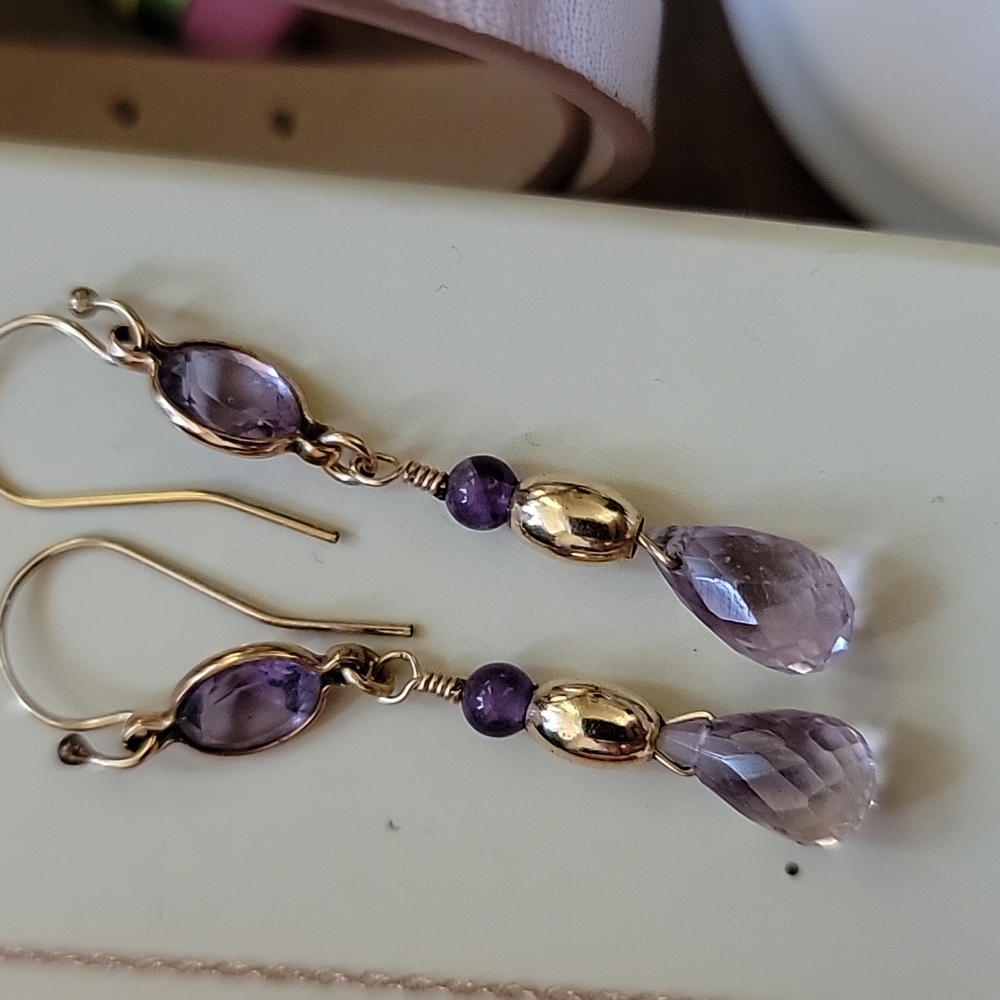 Gold plated ametrine dangle earrings